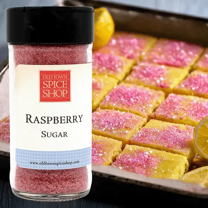 Raspberry Sugar, Gourmet Sugar for Baking, Rimming Sugar for Cocktails, Coffee and Tea - Case of 12 Jars