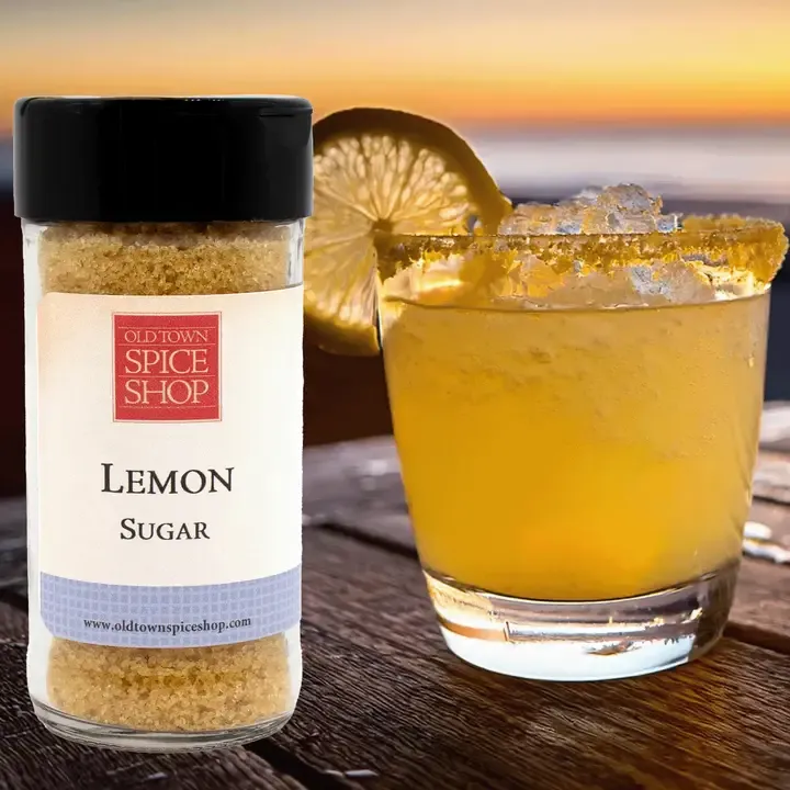 Lemon Sugar, Gourmet Sugar for Baking, Rimming Sugar for Cocktails, Coffee and Tea - Case of 12 Jars