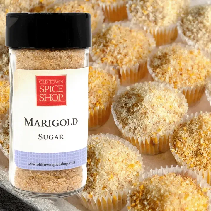 Marigold Sugar, Gourmet Sugar for Baking, Rimming Sugar for Cocktails, Coffee and Tea - Case of 12 Jars