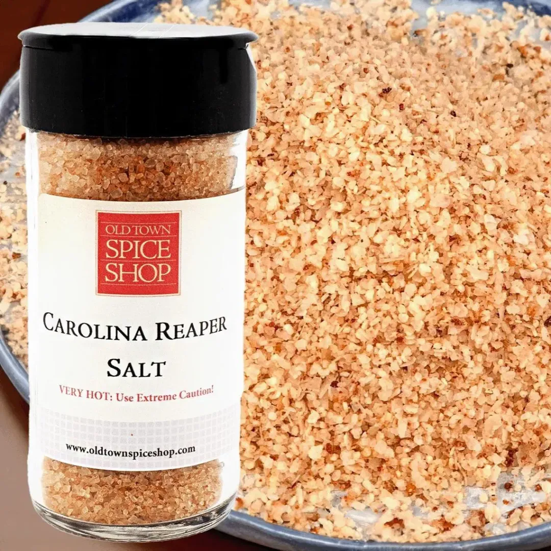Carolina Reaper Salt Spicy Salt for Cooking & Grilling, Gourmet Salt, Cocktail Rimming Salt - Case of 12 Jars