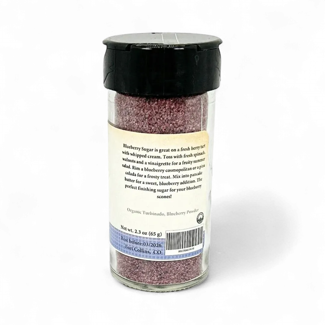 Blueberry Sugar, Gourmet Sugar for Baking, Rimming Sugar for Cocktails, Coffee and Tea - Case of 12 Jars
