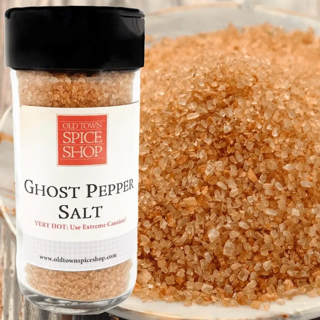 Ghost Pepper Salt, Spicy Salt for Cooking & Grilling, Gourmet Salt, Cocktail Rimming Salt - Case of 12 Jars