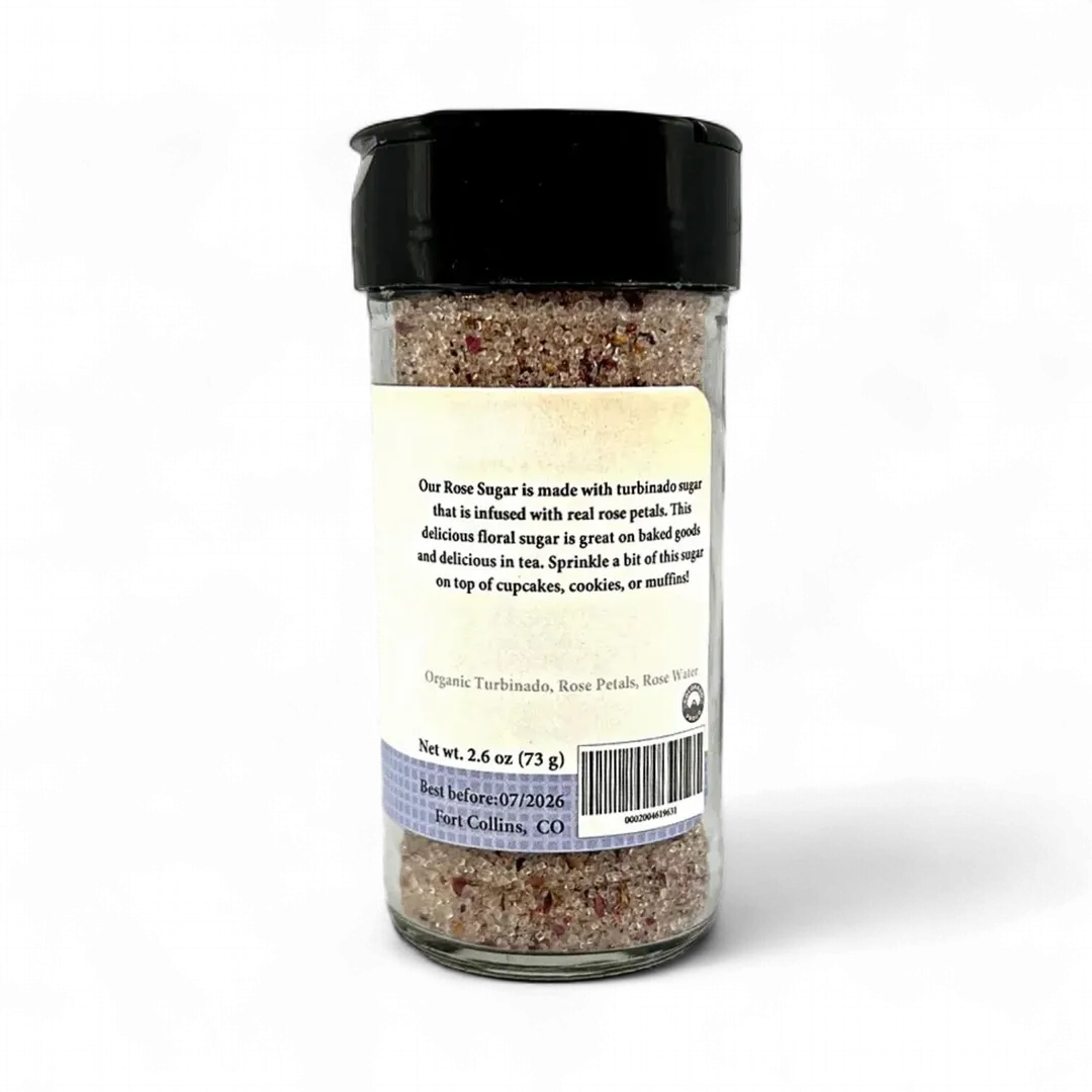 Rose Sugar, Gourmet Sugar for Baking, Rimming Sugar for Cocktails, Coffee and Tea - Case of 12 Jars