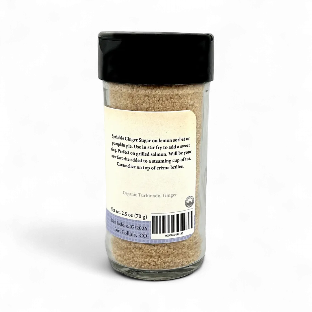 Ginger Sugar, Gourmet Sugar for Baking, Rimming Sugar for Cocktails, Coffee and Tea - Case of 12 Jars