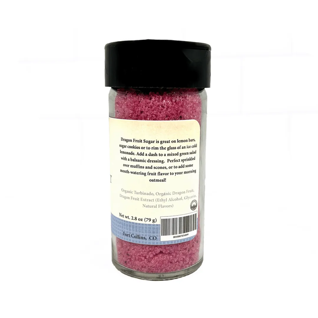 Dragon Fruit Sugar, Gourmet Sugar for Baking, Rimming Sugar for Cocktails, Coffee and Tea - Case of 12 Jars