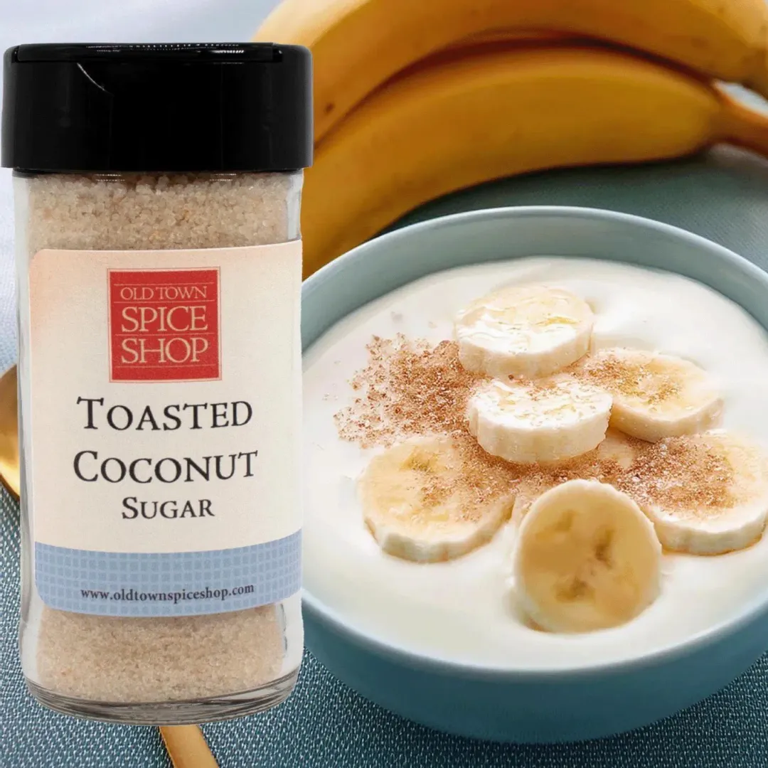 Toasted Coconut Sugar, Gourmet Sugar for Baking, Rimming Sugar for Cocktails, Coffee and Tea - Case of 12 Jars