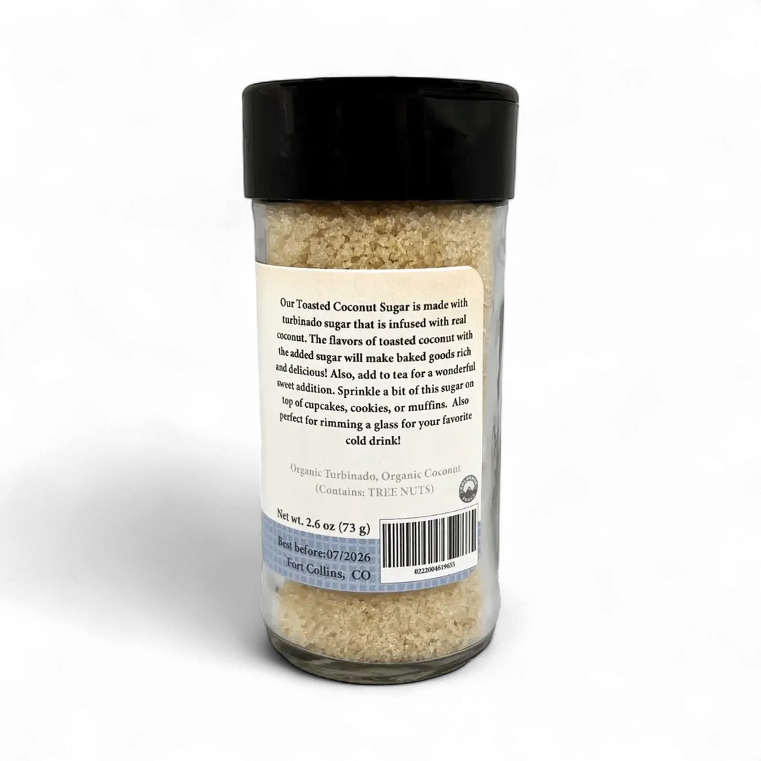 Toasted Coconut Sugar, Gourmet Sugar for Baking, Rimming Sugar for Cocktails, Coffee and Tea - Case of 12 Jars