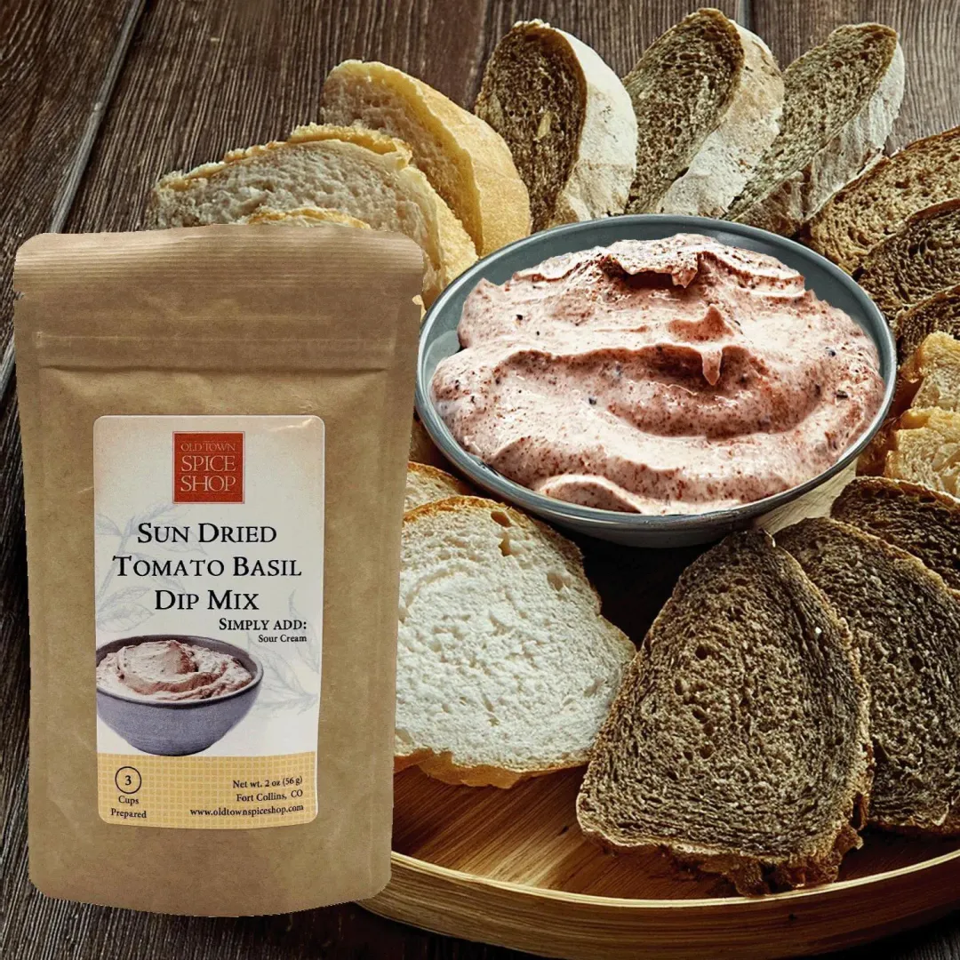Sun Dried Tomato Basil Dip Mix, Spices, Seasonings & Herbs - Case of 12 Pkgs.