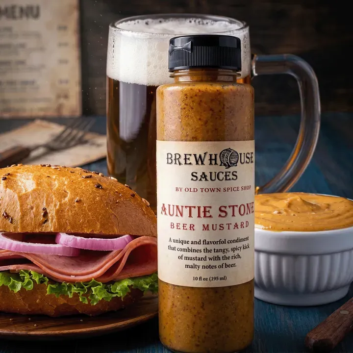 Auntie Stone Beer Mustard, Beer Infused Mustard 