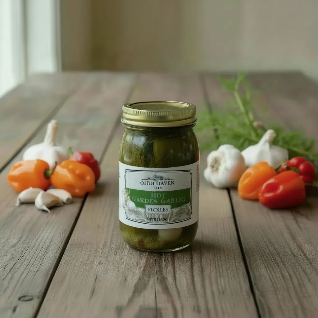 Hot Garden Garlic Pickles 16oz