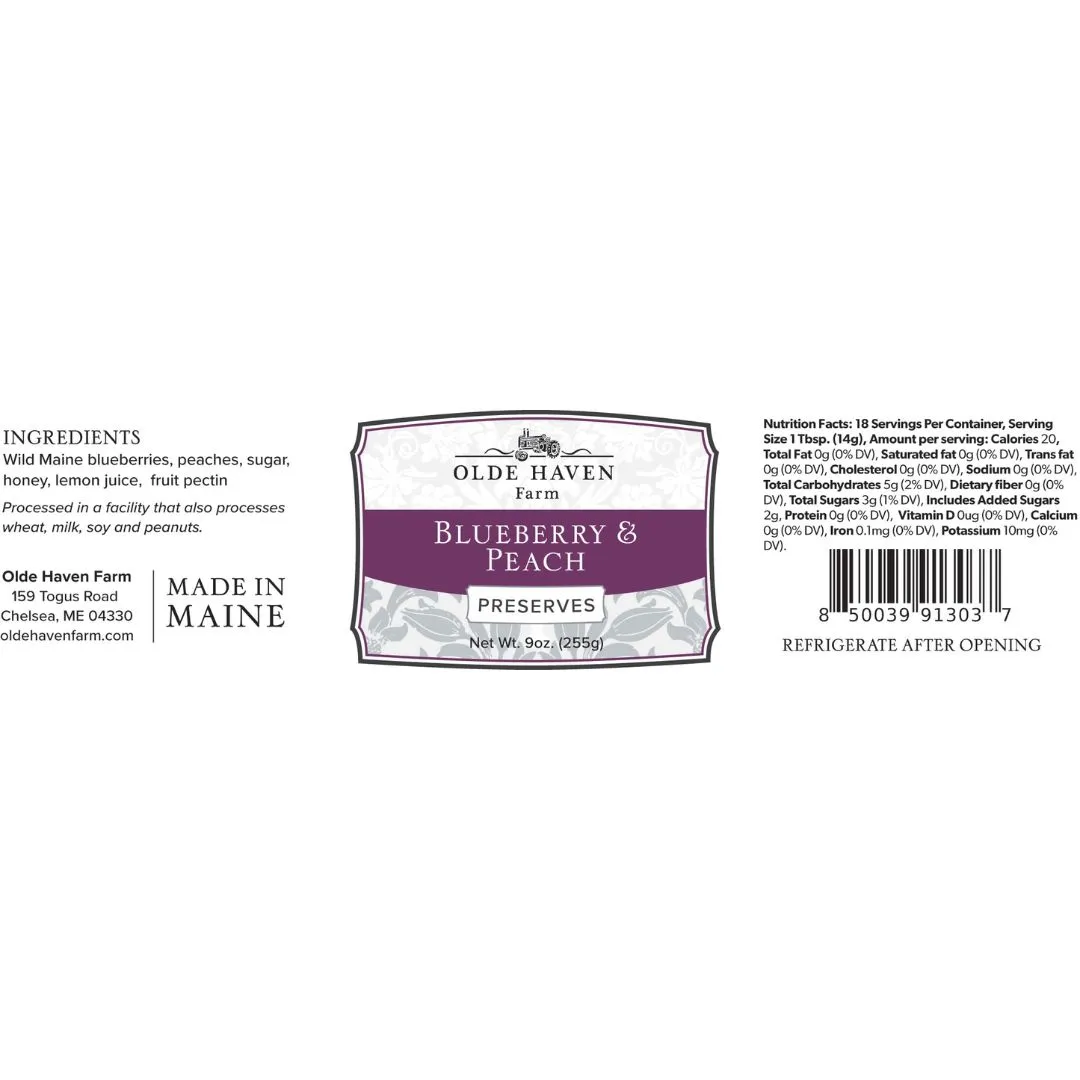 Blueberry Peach Preserves 9 oz