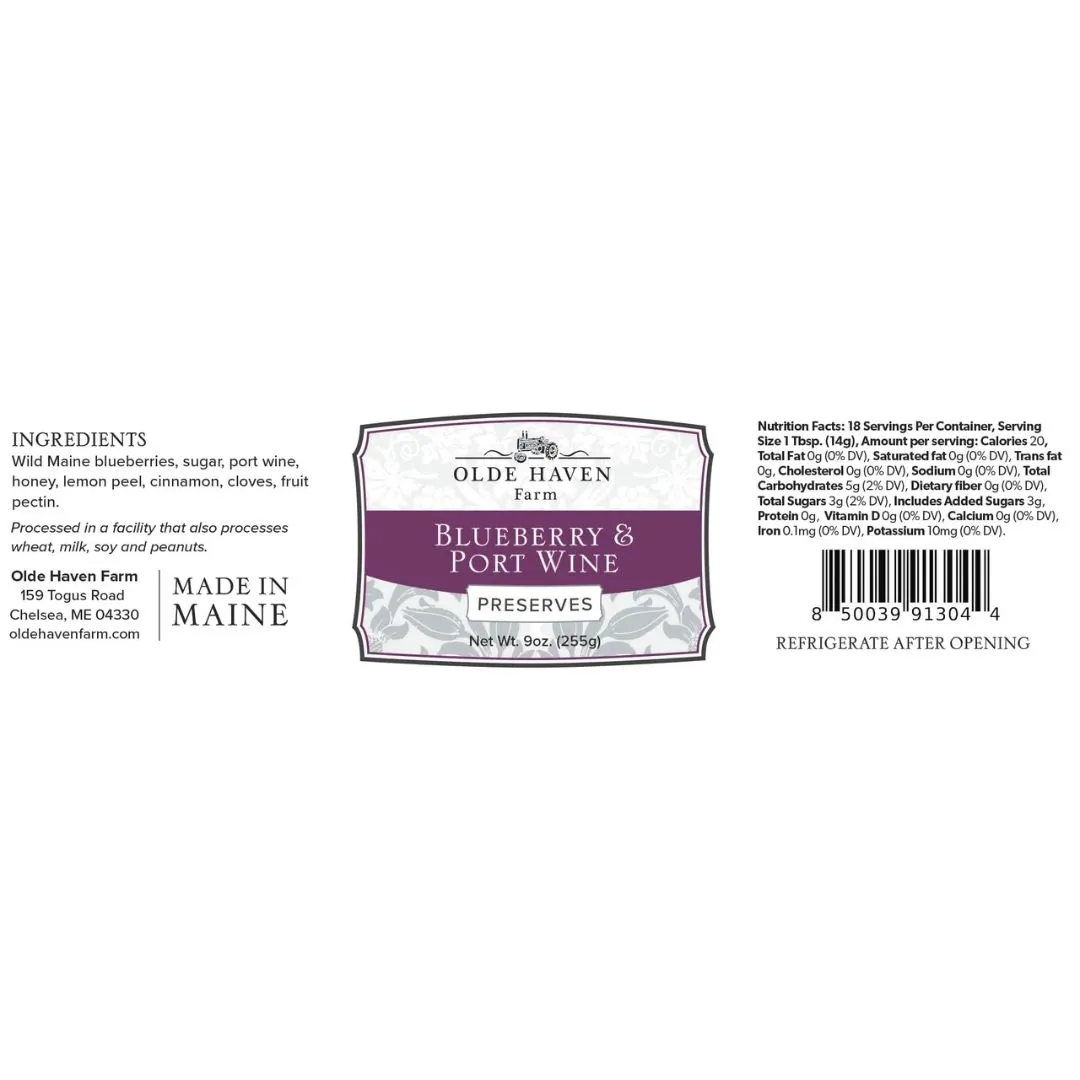 Blueberry & Port Wine Preserves 9oz
