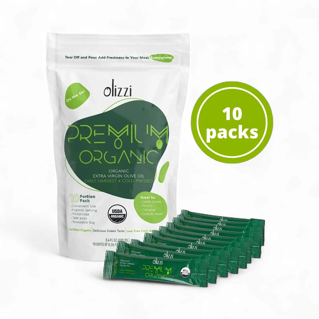 Olizzi Premium Organic EVOO Packets - 10 Packs 3.4 FL OZ)