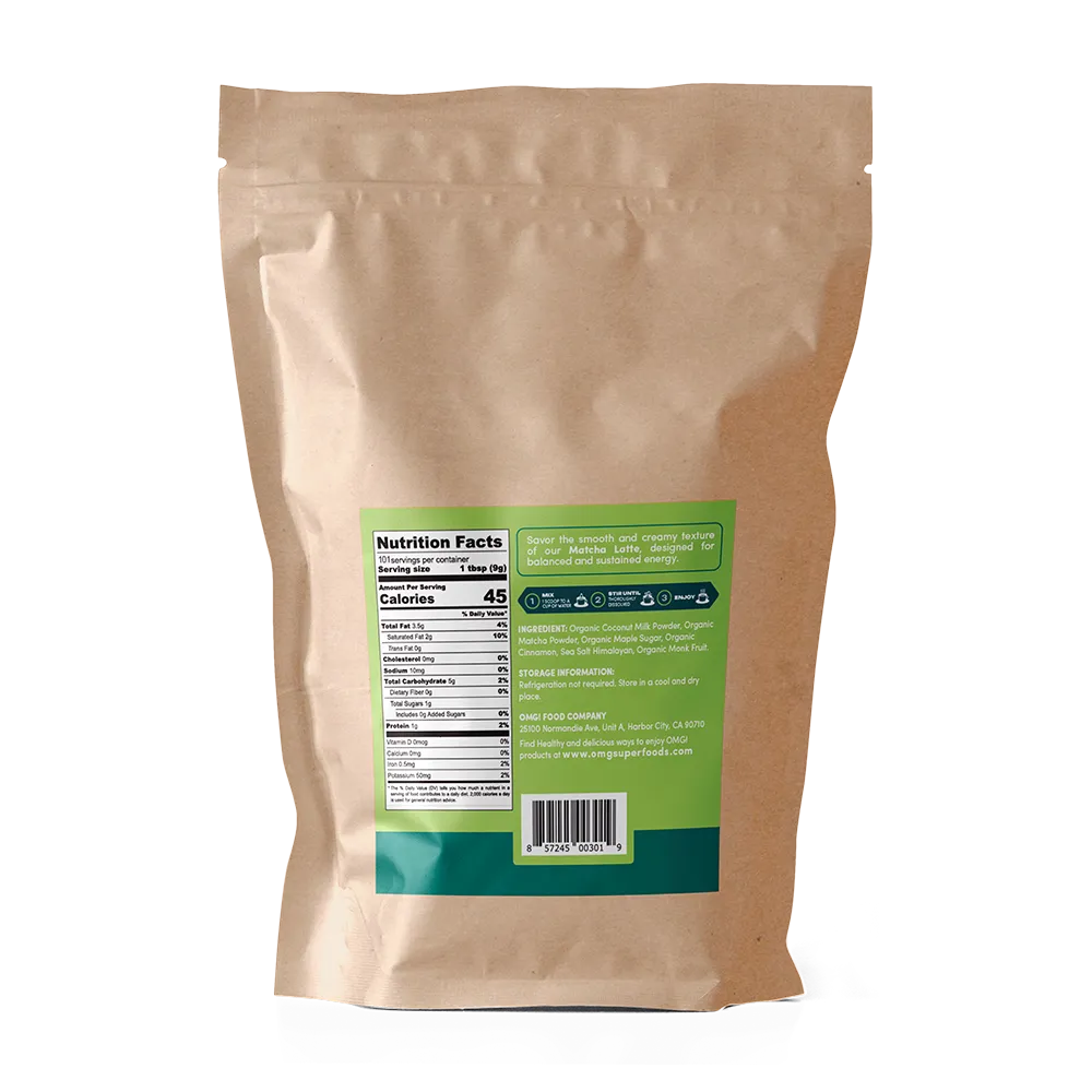 Organic Matcha Latte Superfood Blend, Green Tea Latte Mix, 2 lbs (101 servings), Case of 3 — USDA Organic, Gently Energizing