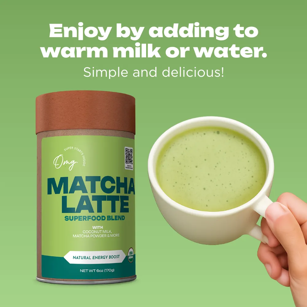 Organic Matcha Latte Superfood Blend, Green Tea Latte Mix, 6 oz (9 servings), Case of 6 — USDA Organic, Gently Energizing