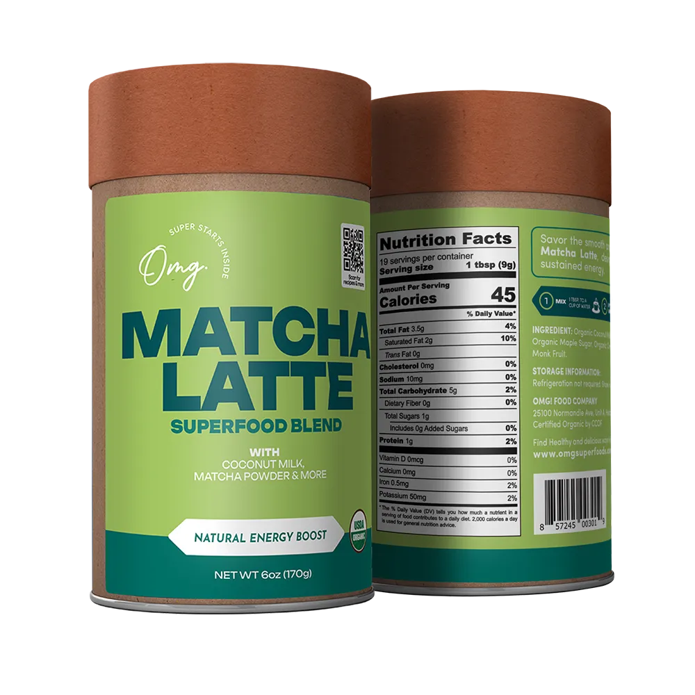 Organic Matcha Latte Superfood Blend, Green Tea Latte Mix, 6 oz (9 servings), Case of 6 — USDA Organic, Gently Energizing