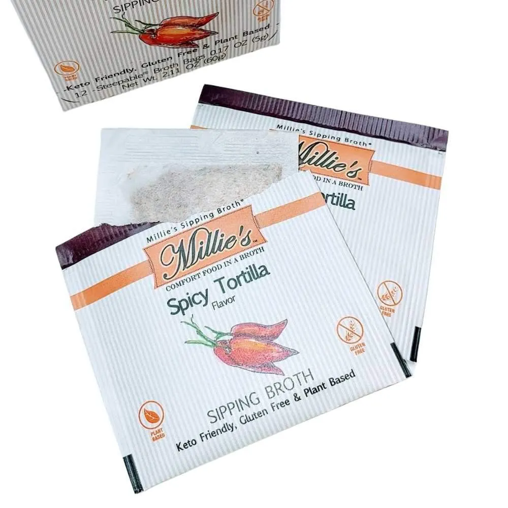Millie's Spicy Tortilla Sipping Broth - 6 Box C A S E - 12 Count 