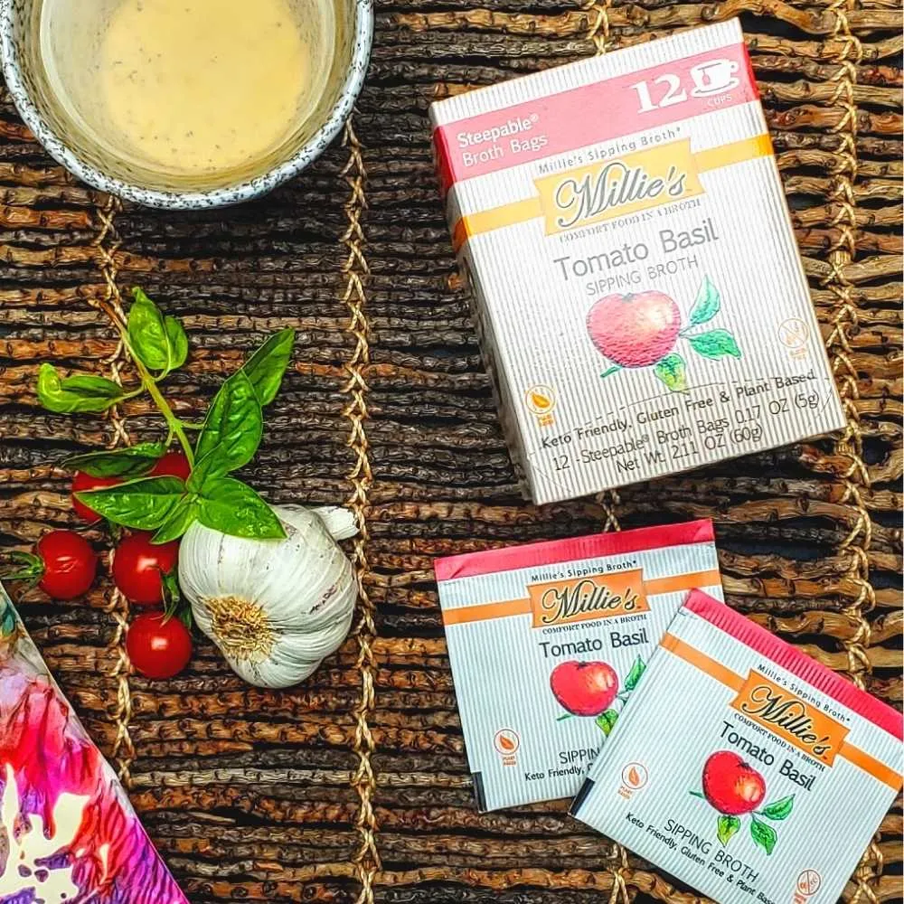 Millie's Tomato Basil Sipping Broth- 6 Box C A S E - 12 Count 
