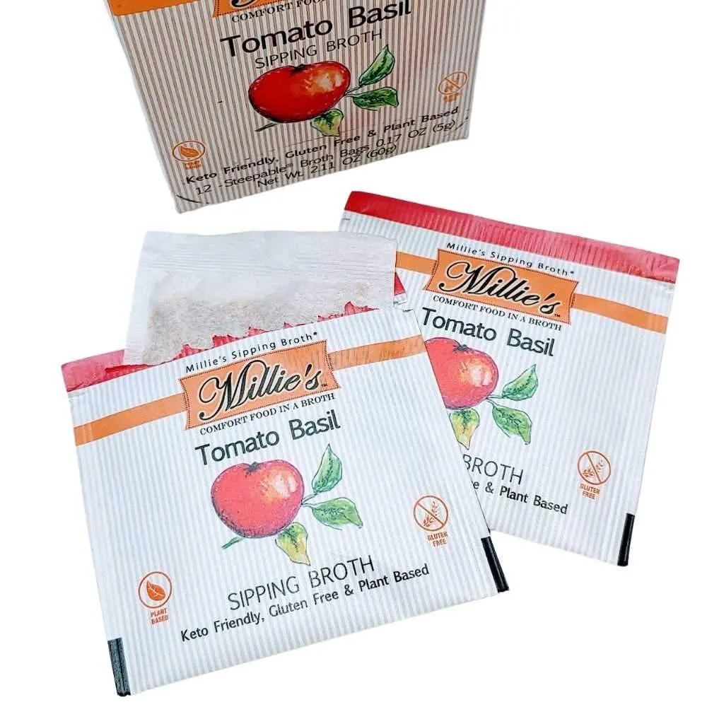 Millie's Tomato Basil Sipping Broth- 6 Box C A S E - 12 Count 