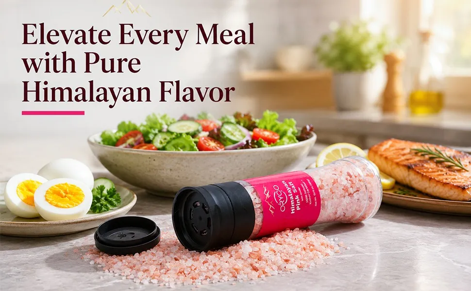 ORYCO Himalayan Pink Salt Coarse Refillable Plastic Grinder – 13.4 oz