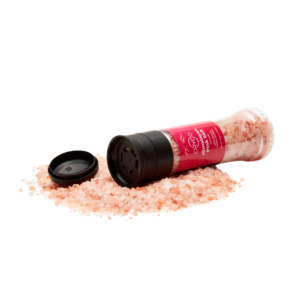 ORYCO Himalayan Pink Salt Coarse Refillable Plastic Grinder – 13.4 oz