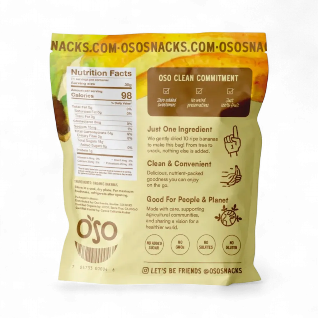 Dried Banana Bites. Dark and Sweet! - 7.5 Oz Bag