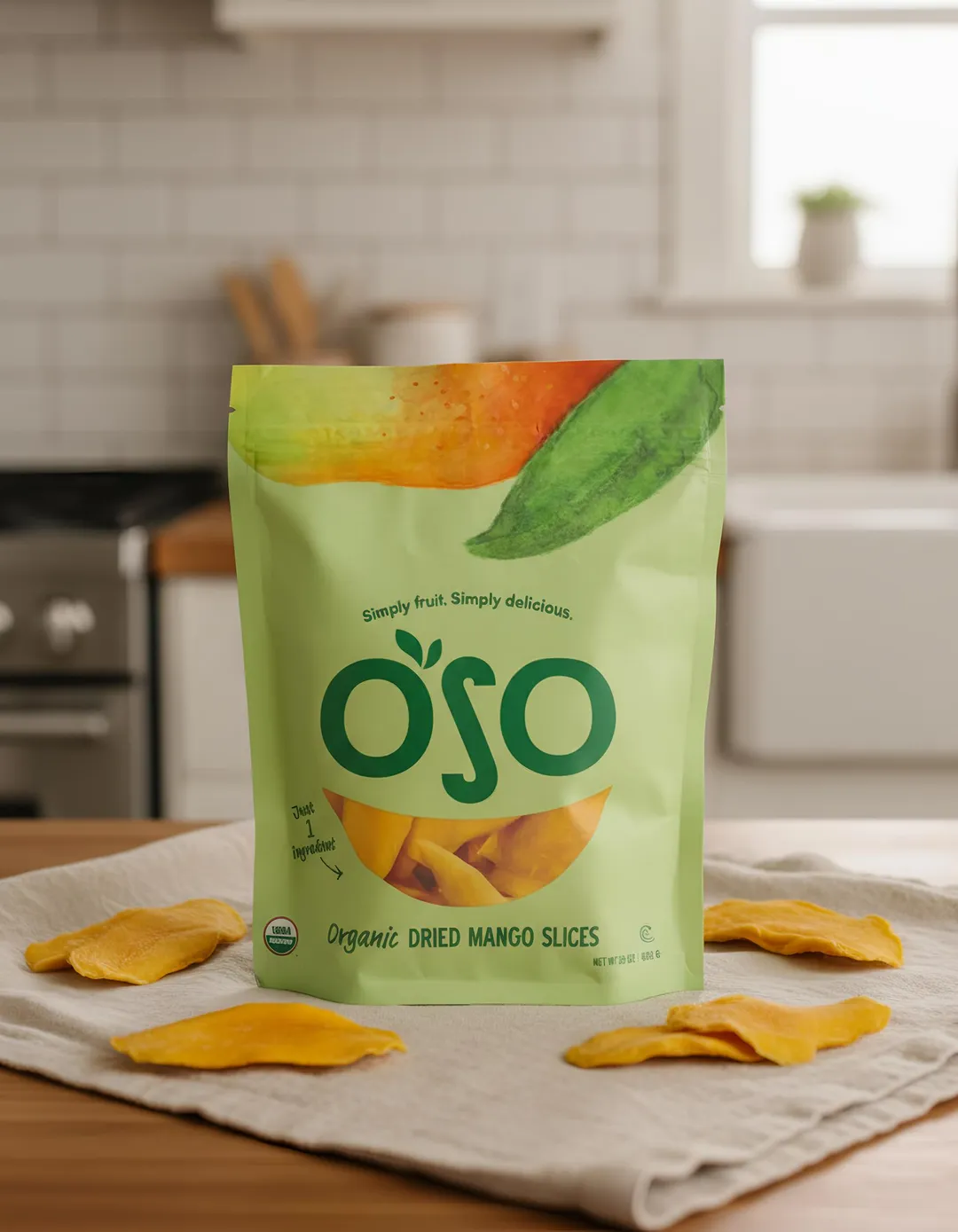 Dried Organic Mango Slices - 7 Oz Bag - Large round halves only!
