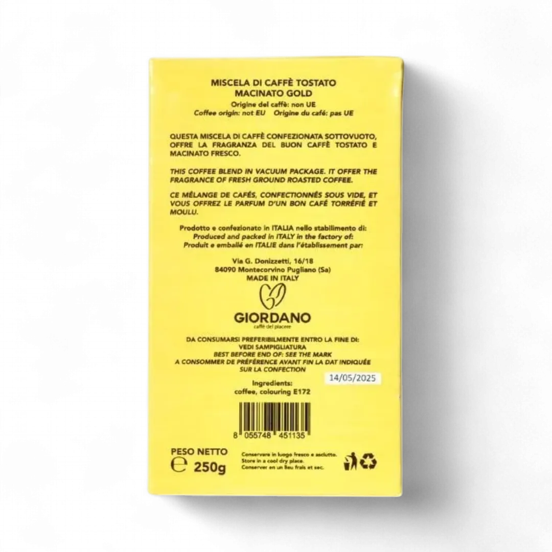 Giordano - Armoniosa Gold Ground Coffee 250gm (0.55lbs)