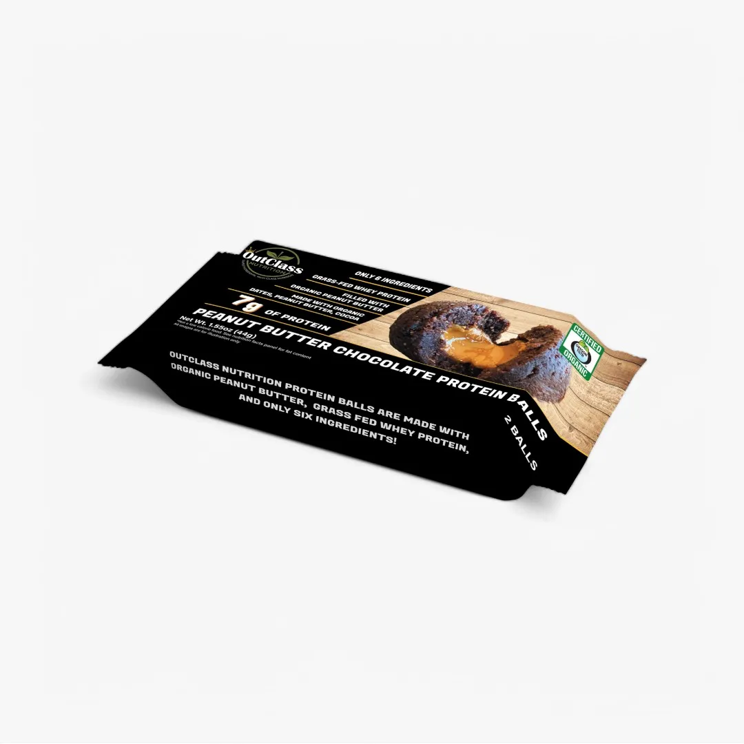 Organic Peanut Butter Chocolate Balls, Grass-Fed Whey (9-Pack)