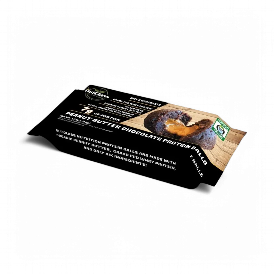 Organic Peanut Butter Chocolate Balls, Grass-Fed Whey (3-Pack)