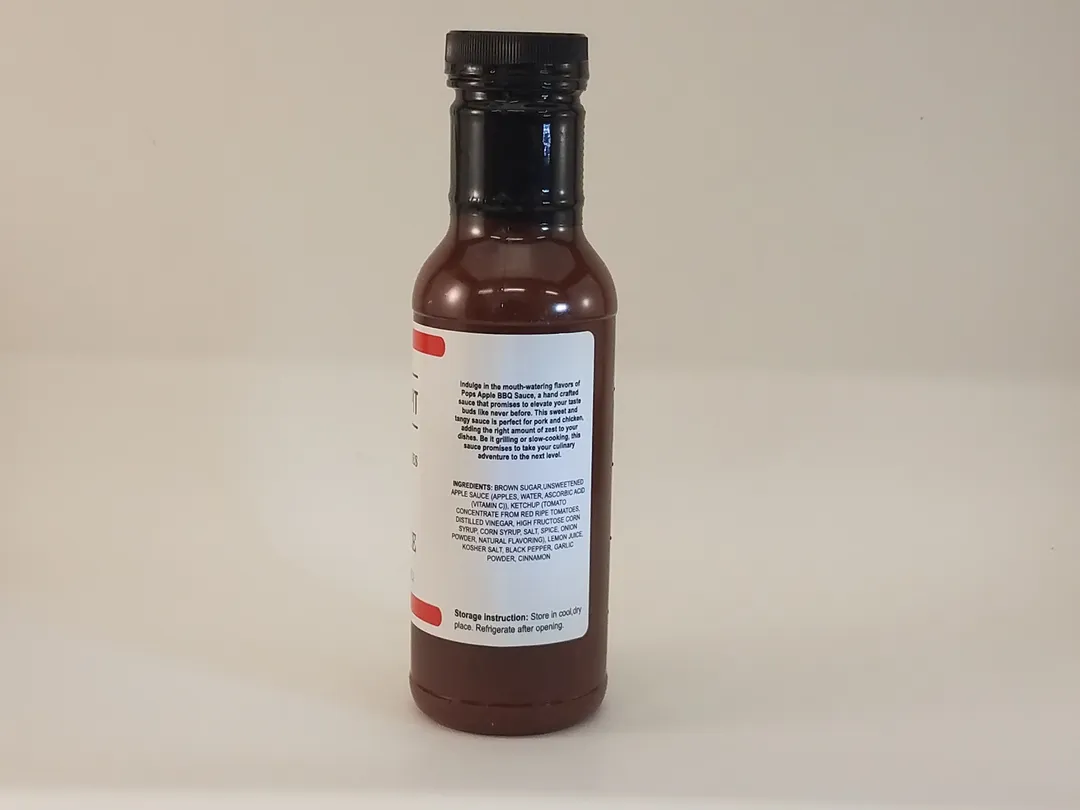 Pops BBQ Pit Signature Apple BBQ Sauce 12 oz (Glass Bottle)