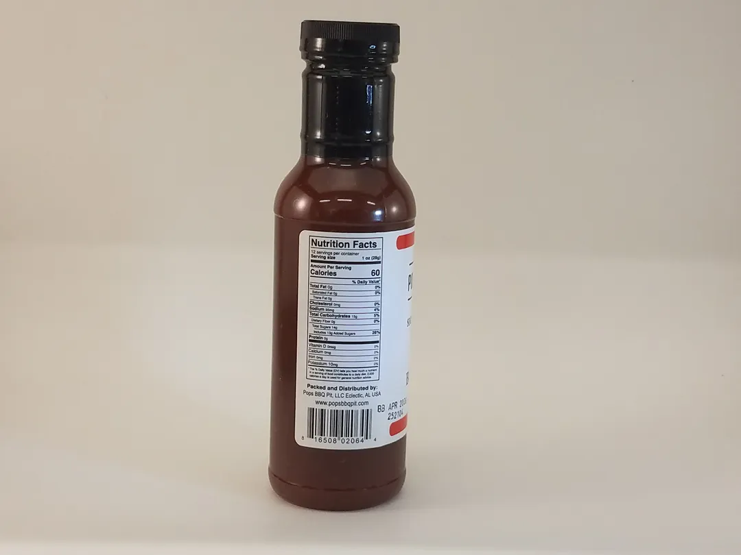 Pops BBQ Pit Signature Apple BBQ Sauce 12 oz (Glass Bottle)
