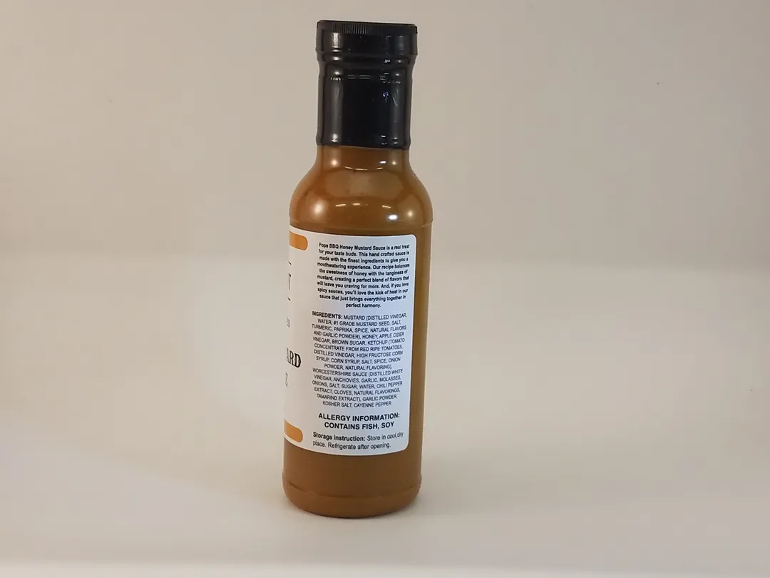 Pops BBQ Pit Signature Honey Mustard BBQ Sauce 12 oz (Glass Bottle)