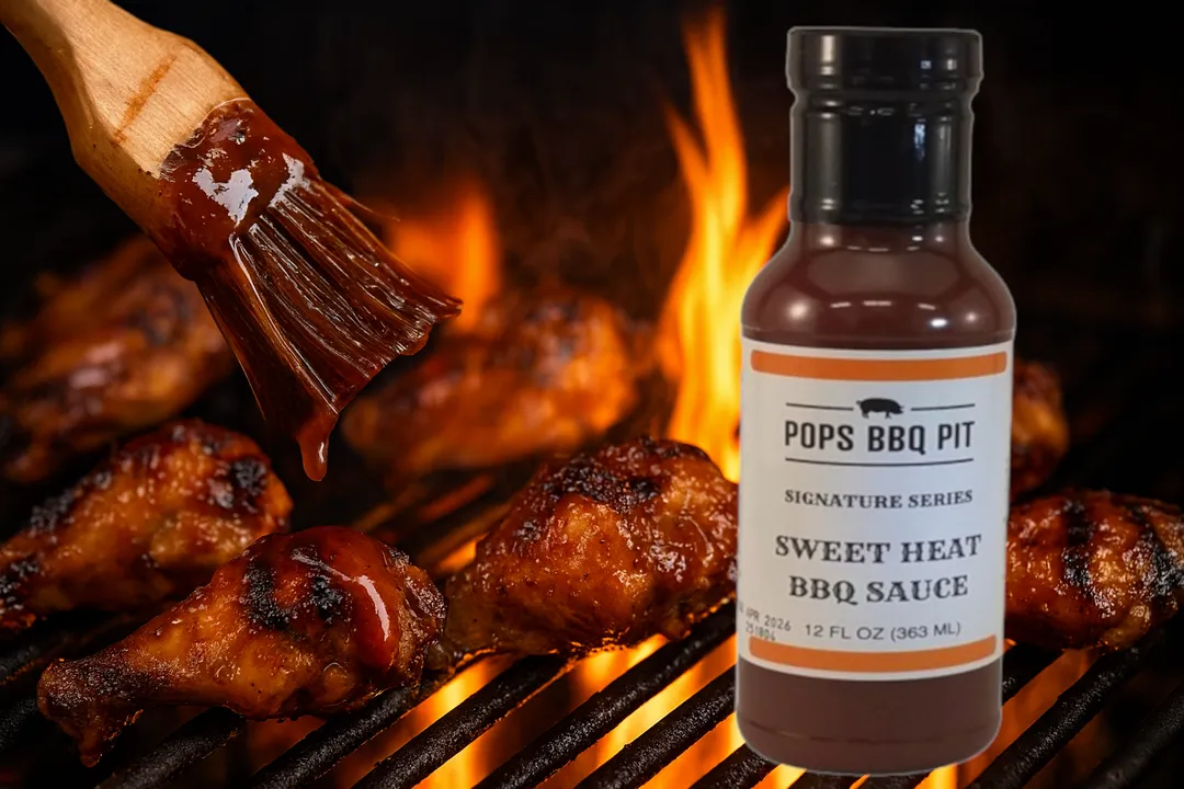 Pops BBQ Pit Signature Sweet Heat BBQ Sauce 12 oz (Glass Bottle)