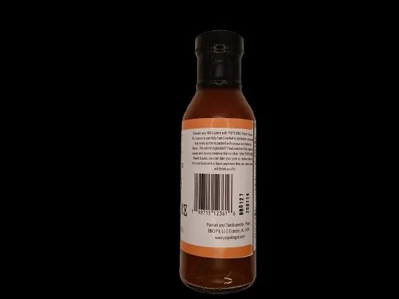 Pops BBQ Pit Signature Peach BBQ Sauce 12 oz (Glass Bottle)
