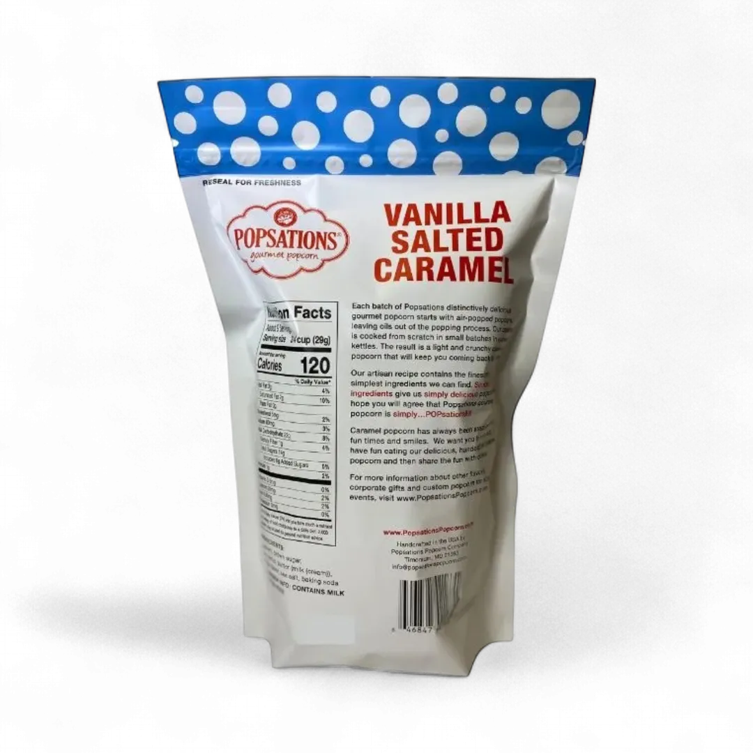 Popsations Gourmet Popcorn 9oz Resealable Bag - Vanilla Salted Caramel