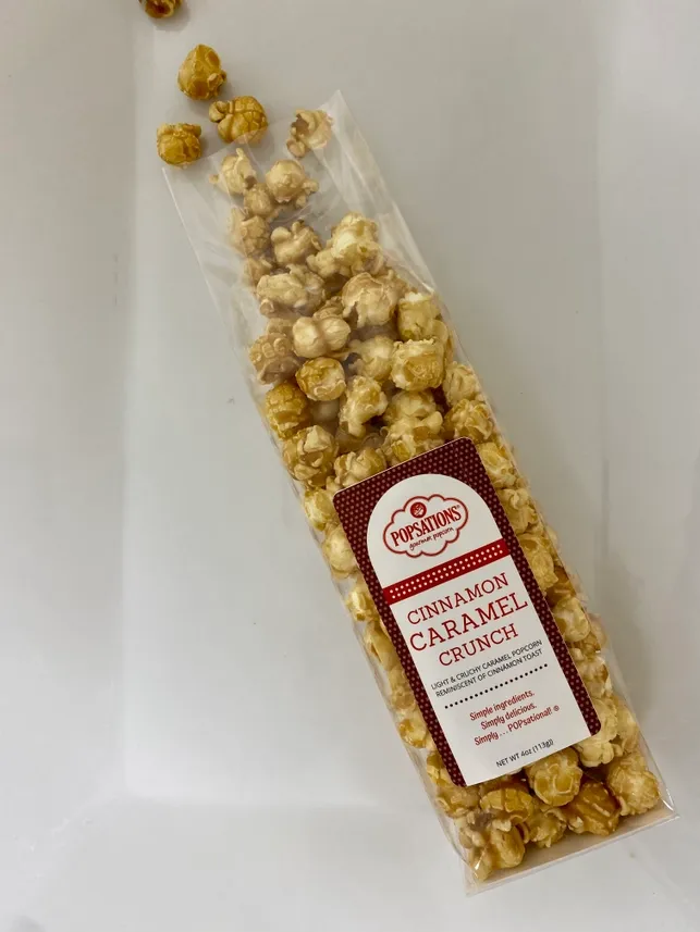 Popsations Gourmet Popcorn 4oz Ribbon Bag - Cinnamon Caramel Crunch