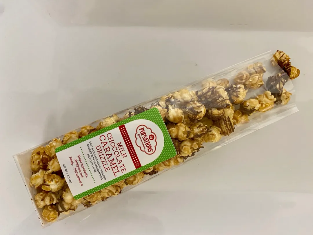 Popsations Gourmet Popcorn 4oz Ribbon Bag - Milk Chocolate Caramel Drizzle