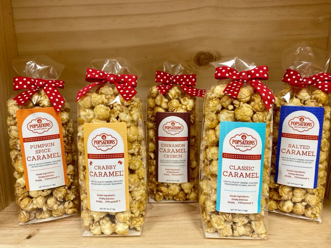 Popsations Gourmet Popcorn 4oz Ribbon Bag - Dark Chocolate Caramel Drizzle