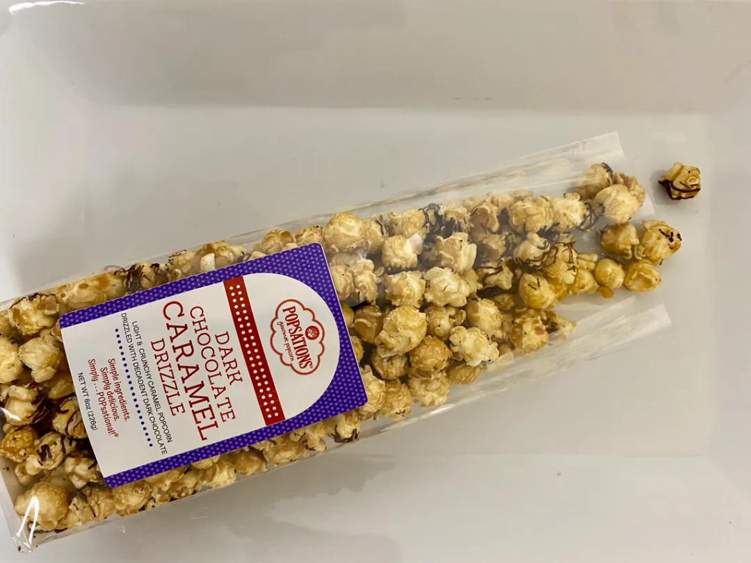 Popsations Gourmet Popcorn 8oz Ribbon Bag - Dark Chocolate Caramel Drizzle