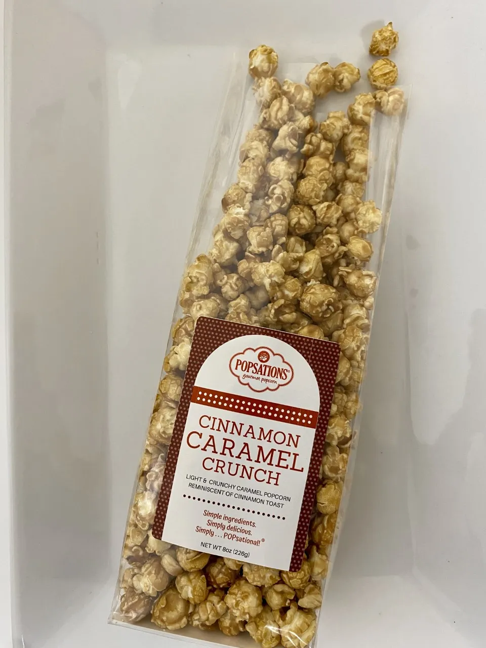 Popsations Cinnamon Caramel Crunch Popcorn 8oz Ribbon Bag