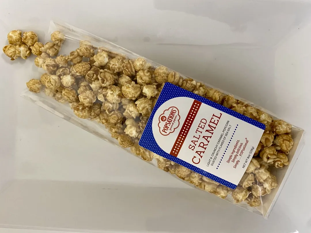 Popsations Salted Caramel Popcorn 8oz Ribbon Bag
