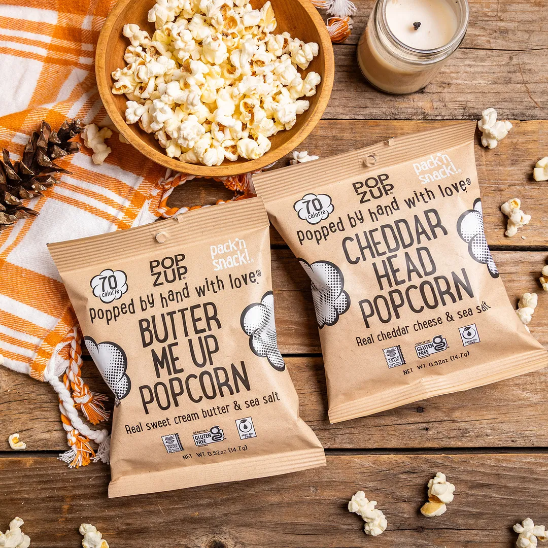 8-Pack Box - Mix 4 Butter Me Up + 4 Cheddar Head 70 Calorie Popcorn Bags