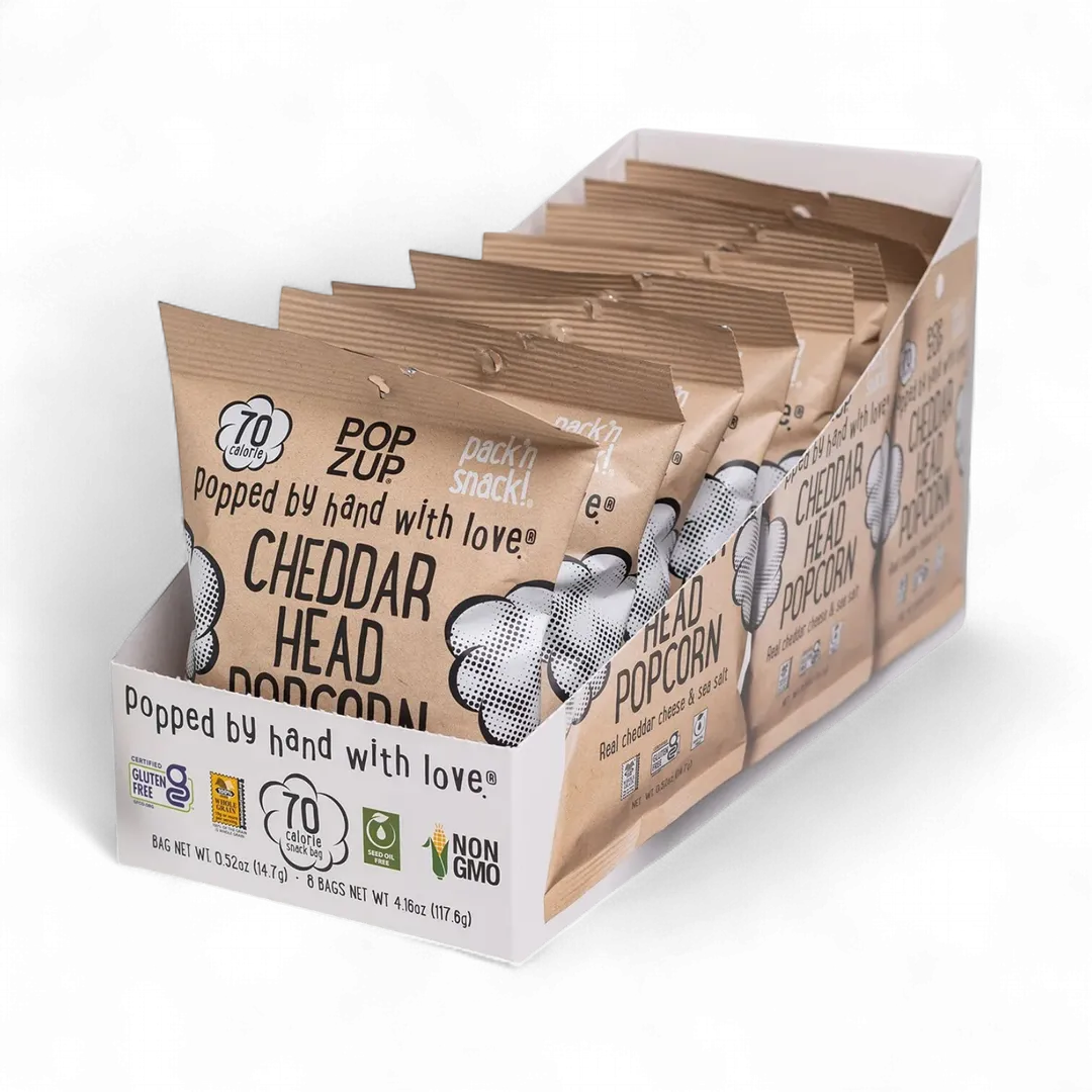 8-Pack Box - Mix 4 Butter Me Up + 4 Cheddar Head 70 Calorie Popcorn Bags