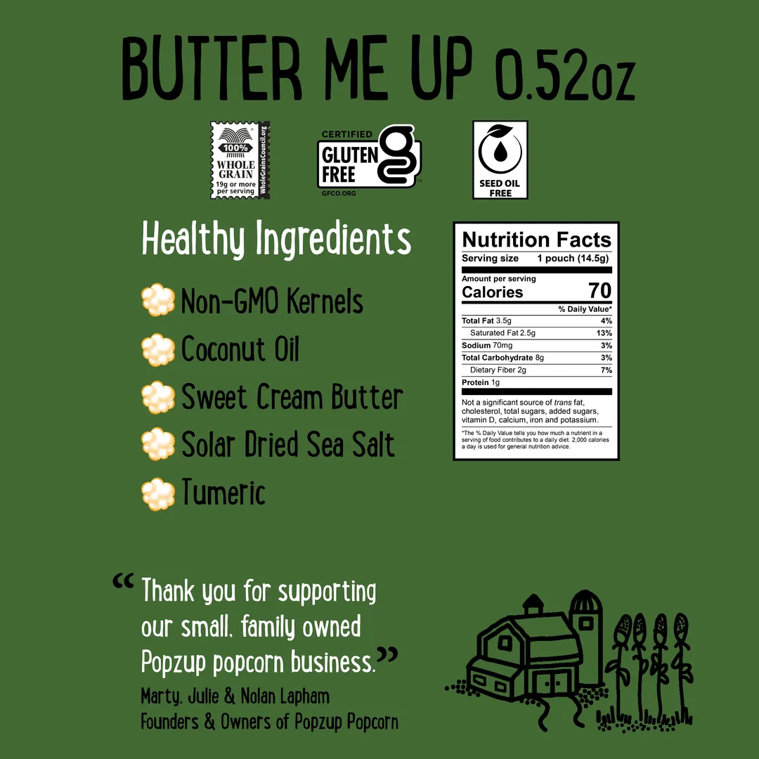 8-Pack Box - Mix 4 Butter Me Up + 4 Cheddar Head 70 Calorie Popcorn Bags