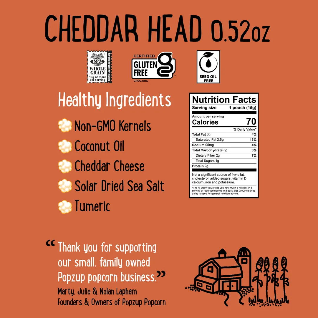 8-Pack Box - Mix 4 Butter Me Up + 4 Cheddar Head 70 Calorie Popcorn Bags