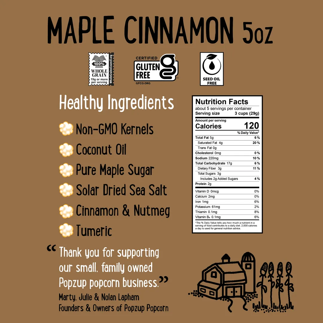 Maple Cinnamon Toast Popcorn Bags - Family Sized