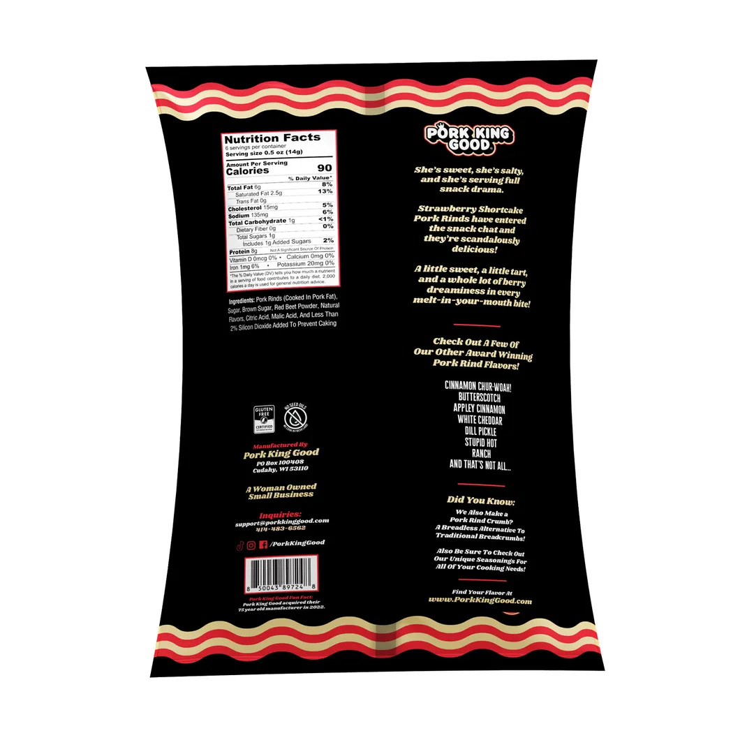 Pork King Good Strawberry Shortcake Pork Rinds 3oz