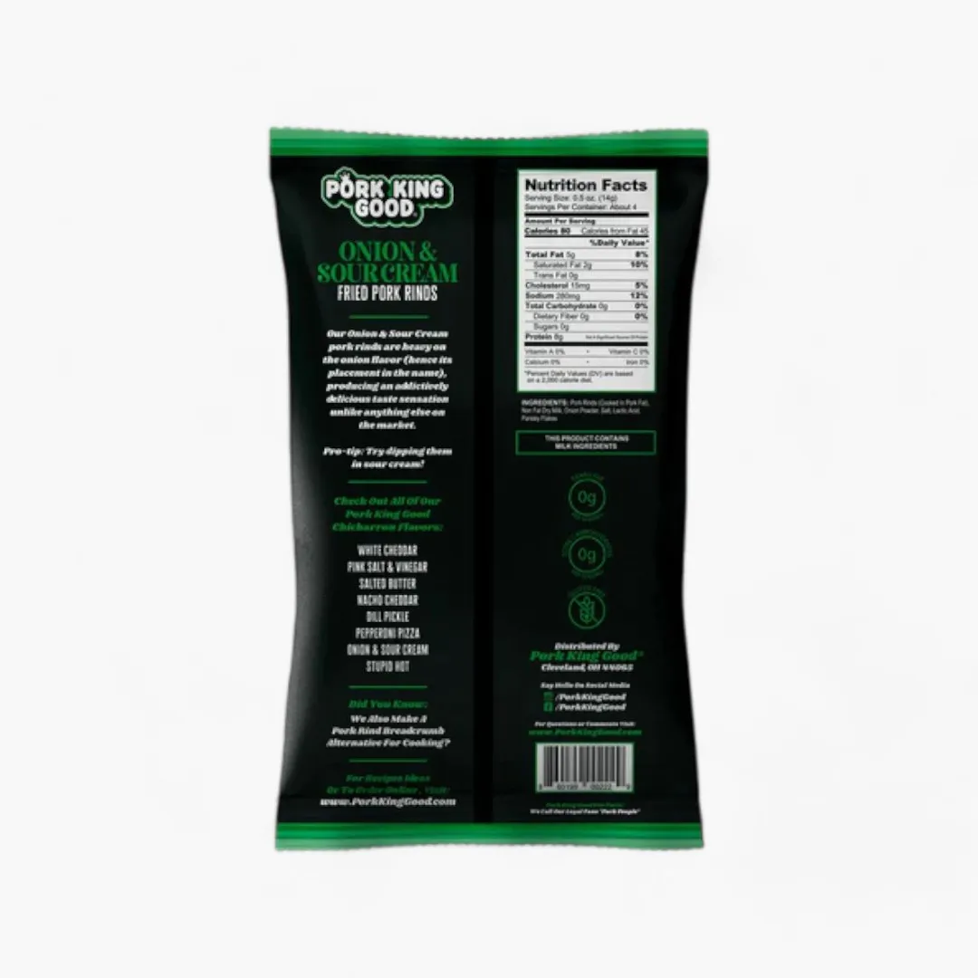 Pork King Good Onion & Sour Cream Pork Rinds  1.75oz Bag