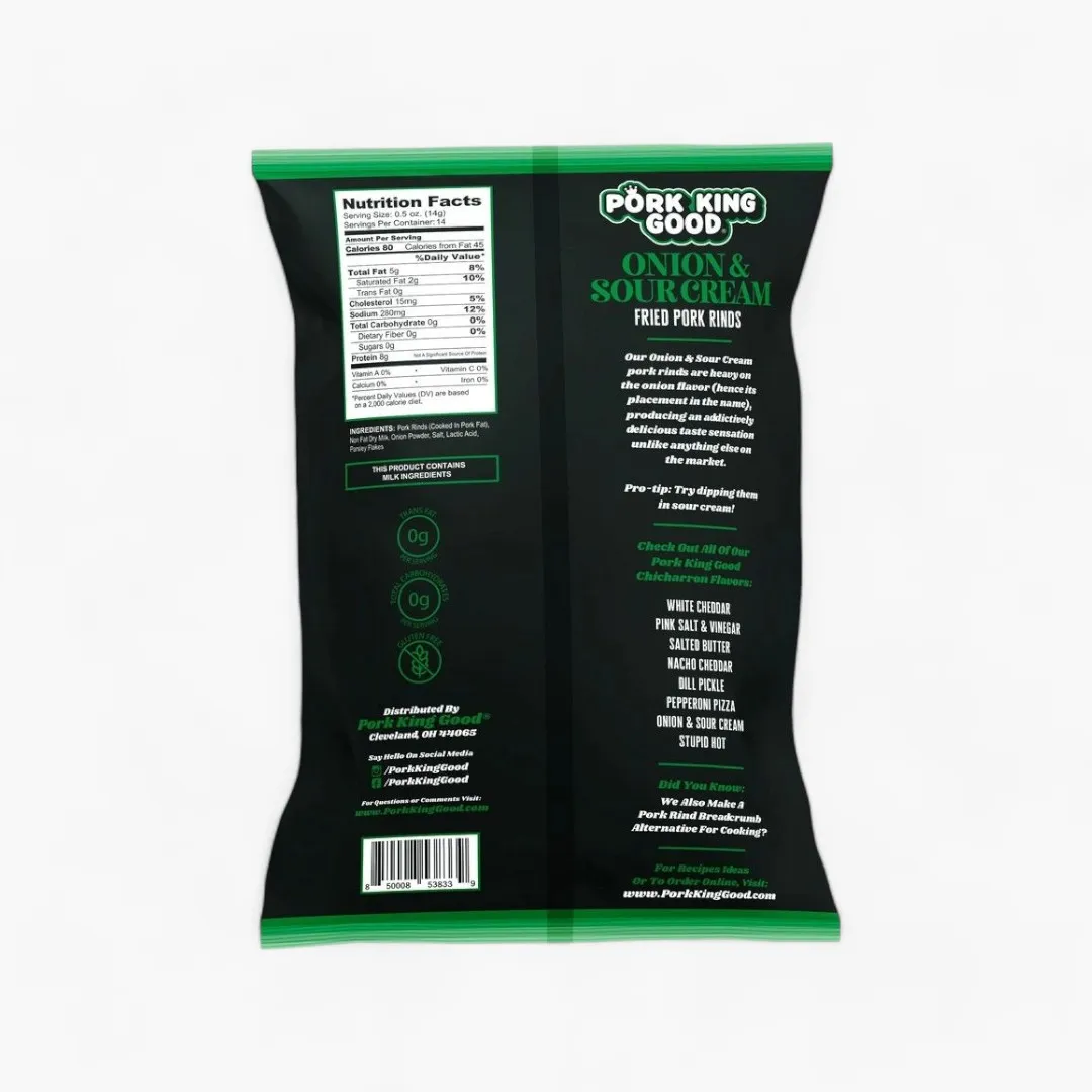 Pork King Good Onion & Sour Cream Pork Rinds 7oz Bag